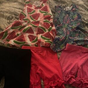 Lily & Londyn Pink Ruffle Kids Shorts and peplum top set